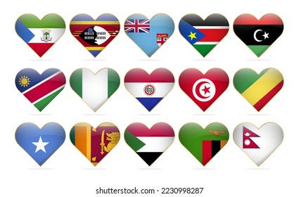 Heart National Flags Of The World Design Template Realistic