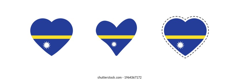 heart Nauru flag. Simple vector. National flag of Nauru 