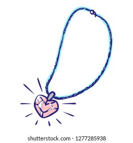 Heart necklace icon. Hand drawn illustration of heart necklace vector icon for web design