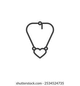 Heart Necklace line icon. linear style sign for mobile concept and web design. A necklace with a heart pendant outline vector icon. Jewelry symbol, logo illustration. Vector graphics