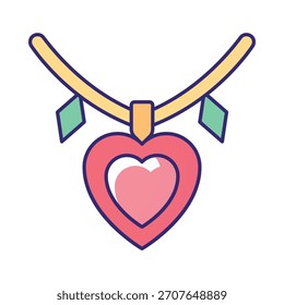 Heart necklace Vector Icon which can easily modify or edit