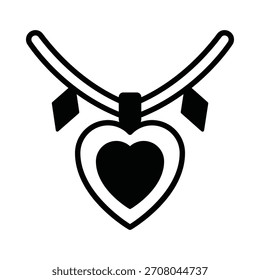 Heart necklace Vector Icon which can easily modify or edit
