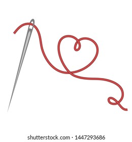 Heart With A Needle Thread. Vector Illustration