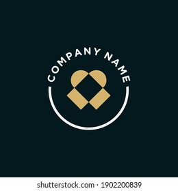 heart negative space logo design template elements