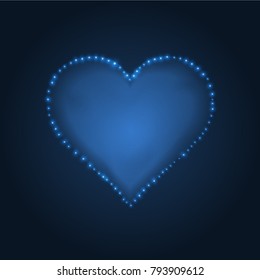 Heart neon blue shining isolated