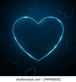 Heart neon empty glowing frame. Vector illustration