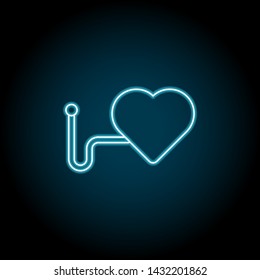 a heart neon icon. Simple thin line, outline vector of universal icons for UI and UX, website or mobile application