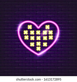 Heart neon icon. Valentine's day concept. Symbol with love. Vector illustration of holidays. 