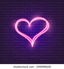 Heart neon icon. Valentine's day concept. Symbol  love. Vector illustration for design.