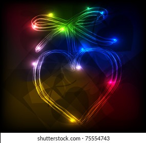 Herzneon, heller Hintergrund, leicht zu bearbeiten