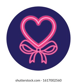 heart in neon light, valentine day vector illustration design