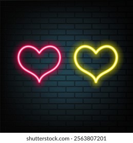 Heart neon sign. Glowing bright purple heart signboard.