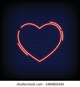 Heart neon signs vector. love icon and heart icon neon signs