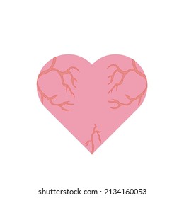 heart nerves vector illustration, Coloured Pink.