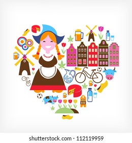 Heart with Netherlands vector icons