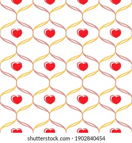 Heart in netting abstract seamless pattern. Fashion graphic design. Modern stylish texture. Color template for prints, textiles, wrapping, wallpaper, banner, business, etc. illustration