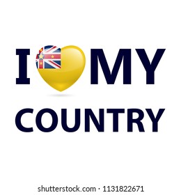 Heart with Niuean flag colors. I Love My Country - Niue