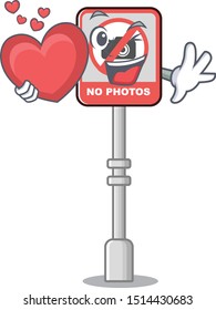 With heart no camera isolated with the cartoon