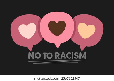 Heart of no to racism. Anti racial discrimination. Equality and diversity. Love and compassion in social.