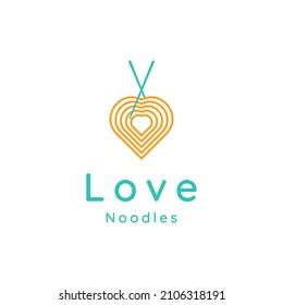 heart noodle food line logo with chopsticks
 svg