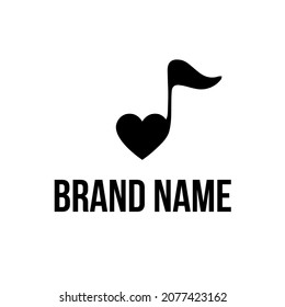 Heart note music brand name creative logo template 