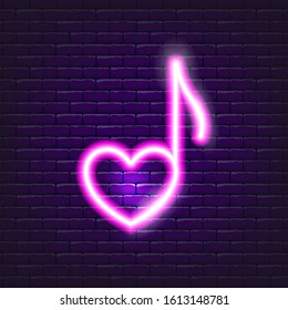 Heart Note Neon Icon Valentines Day Stock Vector (Royalty Free ...