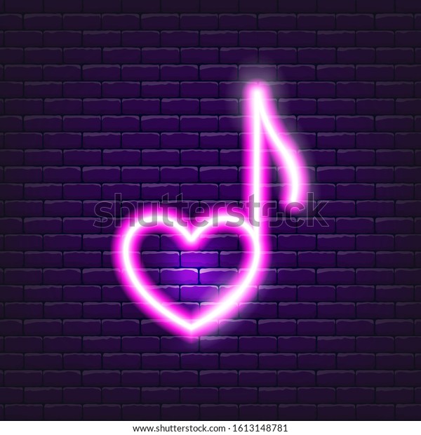 Heart Note Neon Icon Valentines Day Stock Vector (Royalty Free ...