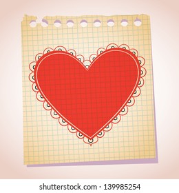 Heart note paper cartoon illustration