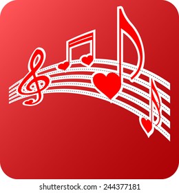 Heart note sign icon, vector illustration. Flat design style