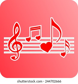 Heart note sign icon, vector illustration. Flat design style