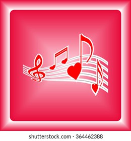 Heart note sign icon, vector illustration. Flat design style