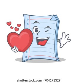 With heart notebook character cartoon design