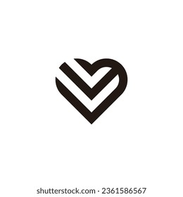 Heart number 3 geometric symbol simple logo vector
