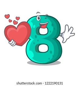 With heart number eight made with cartoon shaped