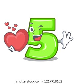 With heart number five isolated on the mascot