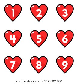 Heart Number Vector Design with Red Background