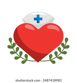 heart with nurse hat isolated