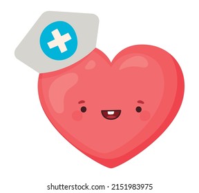 Heart With Nurse Hat Over White