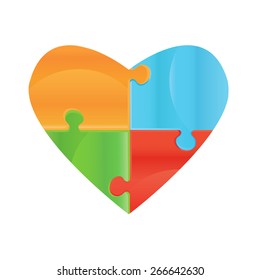 Heart object made of puzzle pieces. Isolated puzzle pieces on white background  Design elements for your logo. Puzzle presentation template field for business