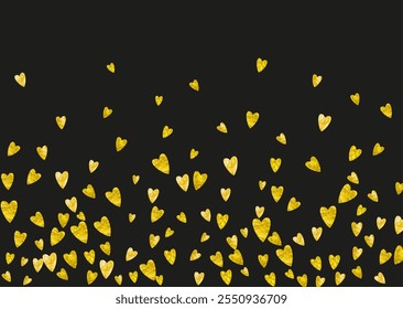 Heart Offer. Handdrawn Poster For Girl. Luxury Frame. Gold Art Backdrop. Special Design For Couple. Golden Holiday Banner. Yellow Heart Offer.