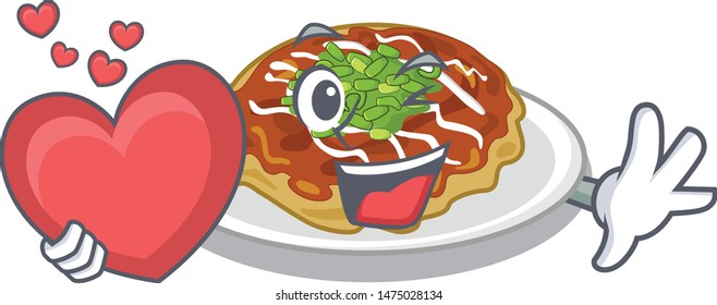 With heart okonomiyaki isolated with in the character
