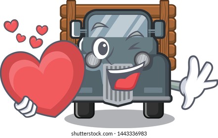 With heart old truck in the mascot shape