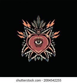 heart oldschool tattoo vector design