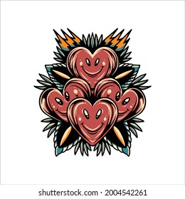 heart oldschool tattoo vector design