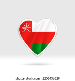 Corazón de la bandera de Omán. Plantilla de corazón y bandera de botón plateado. Fácil edición y vector en grupos. Ilustración vectorial de bandera nacional sobre fondo blanco.