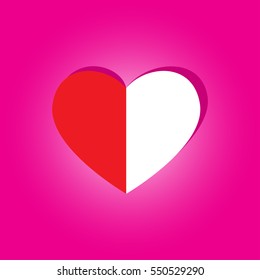 Heart on abstract background with cut paper heart shape.Love Vector illustration