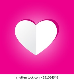 Heart on abstract background with cut paper heart shape.Love Vector illustration