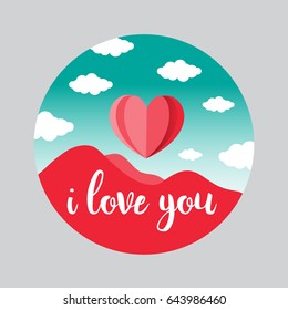 Heart on abstract background with text i love you.