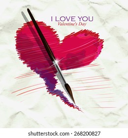 Heart on a background of crumpled paper