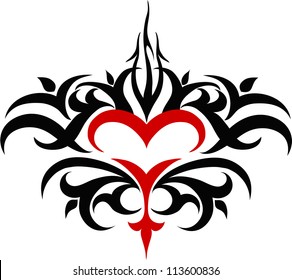 heart on a background pattern, heart tattoos